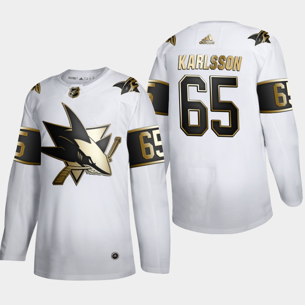 San Jose Sharks 65 Erik Karlsson Men Adidas White Golden Edition Limited Stitched NHL Jersey
